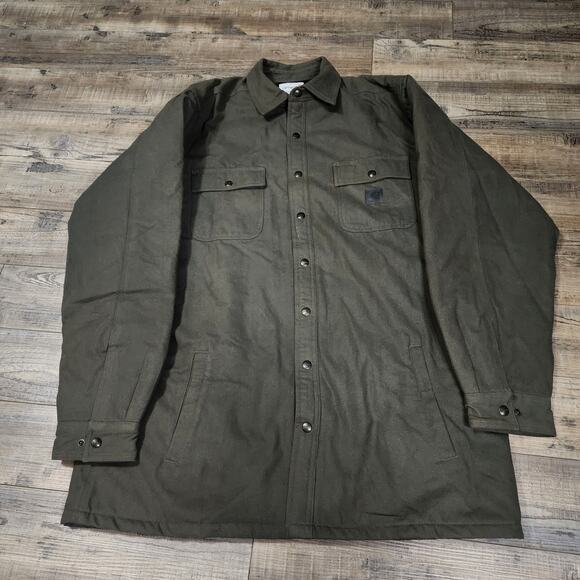 Carhartt olive green thick over shirt jacket size XL Tall Quilted inside 2196 - Picture 1 of 7